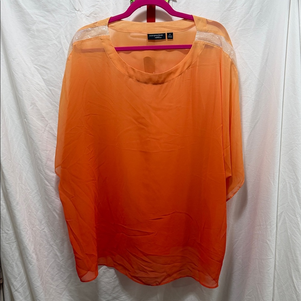 Susan Graver Sheer Orange Blouse